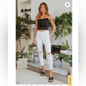 Brand New- Lulu’s Black Satin Cropped Tank Top - XS